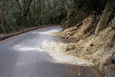 平沢林道の落石